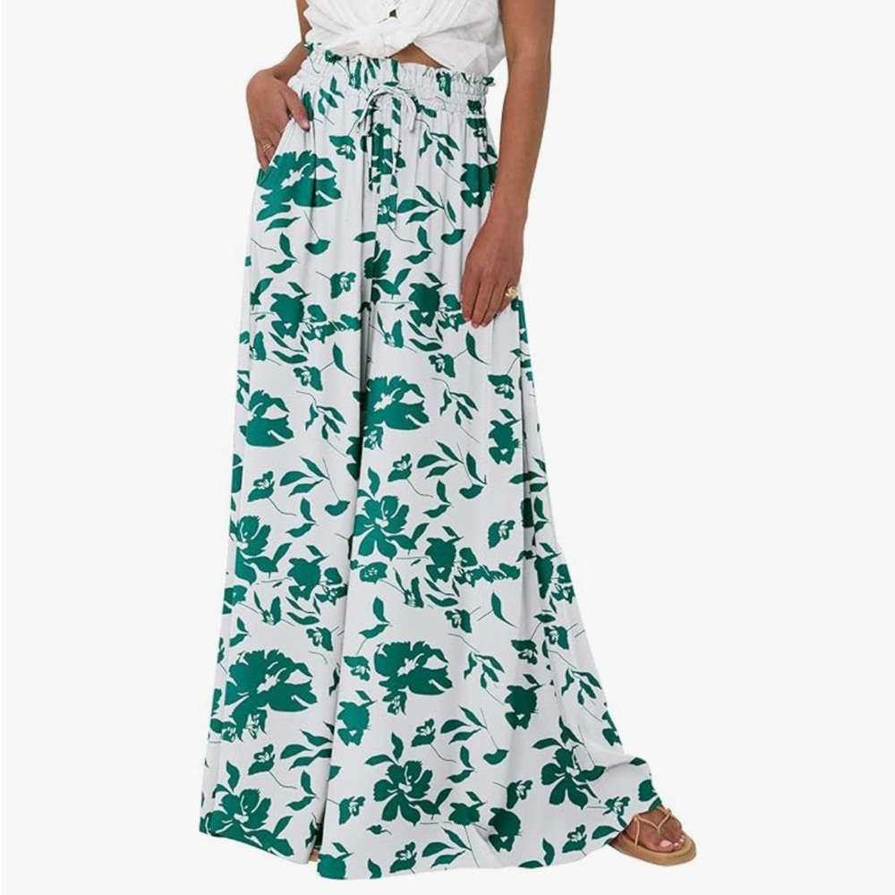 Emerald Green A-Line Wide Leg Pants